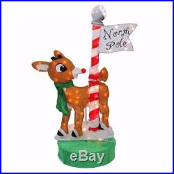 3 FT ANIMATED LIGHTED RUDOLPH NORTH POLE OUTDOOR CHRISTMAS Yard Decor