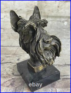 100% Real Bronze Scottish Terrier Statue Art Decor Garden Yard Sculpture Figure