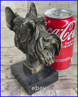 100% Real Bronze Scottish Terrier Statue Art Decor Garden Yard Sculpture Figure