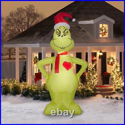 11 ft Pre-Lit LED Inflatable, Christmas Airblown Grinch Santa Heart Yard Decor