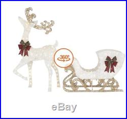 160-Light PVC Deer 60 in. 120-Light Sleigh 44 in. LED Christmas Yard Decoration