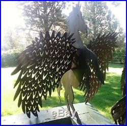 18 Metal Pegasus Sculpture Black Flying Winged Horse Figurine Yard Art Decor