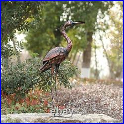 2 Coastal Cranes Pair Yard Décor Garden Statue Metal Sculpture Lawn Art Bird Set