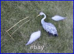 2 Metal Japanese Blue Heron Crane Garden Statue Yard Sculpture Bird Decor NEW