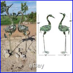 2 Pcs Crane Garden Statue Bird Distressed Outdoor Sculpture Yard Art Lawn Decor