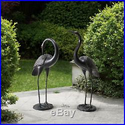 2 Pcs Crane Garden Statue Bird Heron Outdoor Sculpture Yard Art Lawn Pond Decor