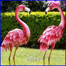 2 Tall Metal Flamingo Garden Statues Outdoor Sculptures Patio Yard Entry Decor
