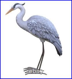 21 in H Standing Heron Garden Statues, Metal Garden Decor, Yard Decor Art