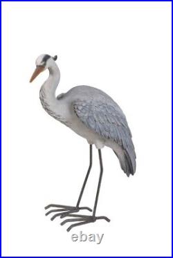 21 in H Standing Heron Garden Statues, Metal Garden Decor, Yard Decor Art