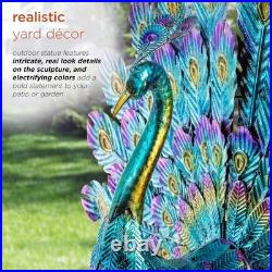 23 Tall Outdoor Metallic Peacock Spread Yard Statue Vibrant Garden Sculpture