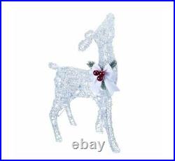 28 Lighted Silver White Fawn Deer Sculpture Outdoor Christmas Yard Decor Lawn