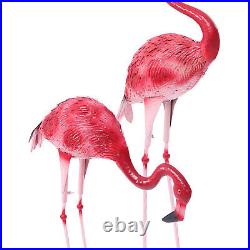 2PC/3PCS Pink Flamingo Statue Outdoor Lawn Yard Garden Decor Metal Art Sculpture