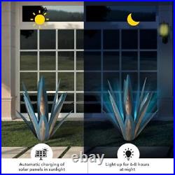 2Pcs Outdoor Sculpture Metal Cactus Yard 21.65Inch Rustic Metal Agave Plants