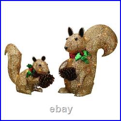 2pc Lighted Woodland Squirrel Set Sculpture Outdoor Christmas Yard Decoration