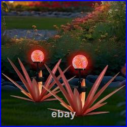 2pcs Tequila Rustic Sculpture Metal Yard Decor with Solar Mosaic Light, 21Inc