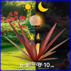 2pcs Tequila Rustic Sculpture Metal Yard Decor with Solar Mosaic Light, 21Inc