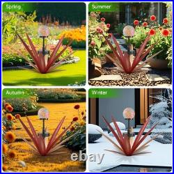 2pcs Tequila Rustic Sculpture Metal Yard Decor with Solar Mosaic Light, 21Inc