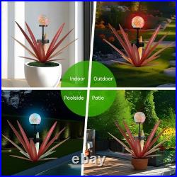 2pcs Tequila Rustic Sculpture Metal Yard Decor with Solar Mosaic Light, 21Inc