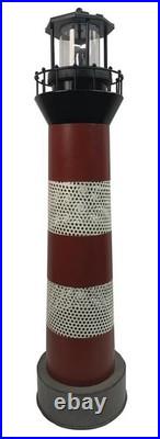 3'1 Metal LED Solar Lighthouse Statue Rotating Beacon Light Lawn Garden Decor