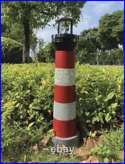 3'1 Metal LED Solar Lighthouse Statue Rotating Beacon Light Lawn Garden Decor
