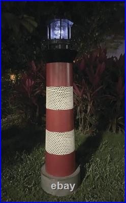 3'1 Metal LED Solar Lighthouse Statue Rotating Beacon Light Lawn Garden Decor