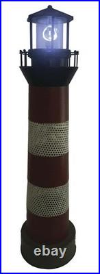 3'1 Metal LED Solar Lighthouse Statue Rotating Beacon Light Lawn Garden Decor