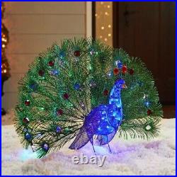 3 Foot Lighted Blue Peacock Sculpture Outdoor Christmas Yard Decor Lawn Display