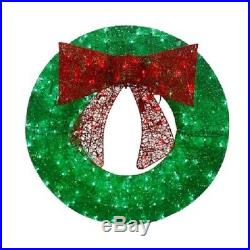 3 Foot Lighted Green Red Wreath Sculpture Pre Lit Outdoor Christmas Decor Yard