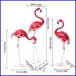 3 Pack Flamingo Garden Statue Pink Sculpture Decor Yard Art Metal Statues New