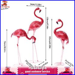 3 Pack Flamingo Garden Statue Pink Sculpture Decor Yard Art Metal Statues New