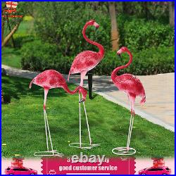 3 Pack Flamingo Garden Statue Pink Sculpture Decor Yard Art Metal Statues New