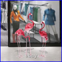 3 Packs Flamingo Garden Statue, Pink Yard Art Decor Metal Sculpture for Lawn