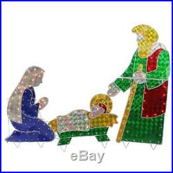 3 Piece Christmas Holographic Lighted Nativity Figurine Set Outdoor Yard Decor