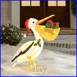 3 ft Pelican Tinsel LED Christmas Light Yard Sculpture Tropical Beach Sea Life