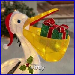 3 ft Pelican Tinsel LED Christmas Light Yard Sculpture Tropical Beach Sea Life