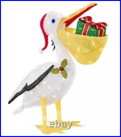 3 ft Pelican Tinsel LED Christmas Light Yard Sculpture Tropical Beach Sea Life