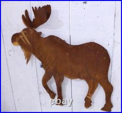 31 Rustic Metal Moose Folk Art Lodge Look Tin Yard Decor