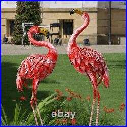 32-36 Inch Yard Flamingos Garden Statues, Metal Flamingo Outdoor Decor, Vibra