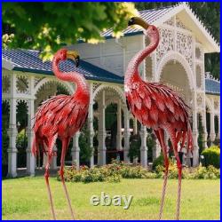 32-36 Inch Yard Flamingos Garden Statues, Metal Flamingo Outdoor Decor, Vibra