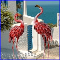 32-36 Inch Yard Flamingos Garden Statues, Metal Flamingo Outdoor Decor, Vibra