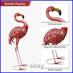 32-36 Inch Yard Flamingos Garden Statues, Metal Flamingo Outdoor Decor, Vibra