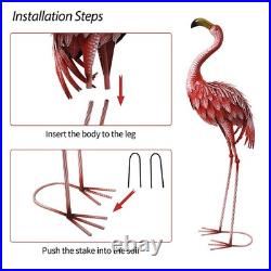 32-36 Inch Yard Flamingos Garden Statues, Metal Flamingo Outdoor Decor, Vibra
