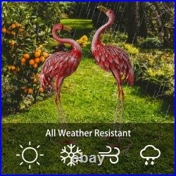 32-36 Inch Yard Flamingos Garden Statues, Metal Flamingo Outdoor Decor, Vibra