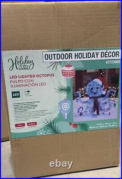 32 CHRISTMAS LIGHTED 3-D TINSEL OCTOPUS W SANTA HAT LED YARD DECOR In Hand