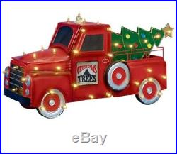 32 Lighted Red Truck With Tree Sculpture Pre Lit Outdoor Christmas Decor Yard