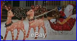 32 Outdoor Christmas Santa with 2 Deer Sleigh Decoration Lighted Yard Art Display