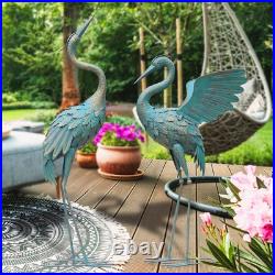 33-37 Inch Metal Crane Garden Statue Décor, Bird Garden Sculpture & Statues