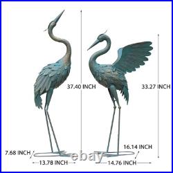 33-37 Inch Metal Crane Garden Statue Décor, Bird Garden Sculpture & Statues