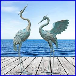 33-37 Inch Metal Crane Garden Statue Décor, Bird Garden Sculpture & Statues