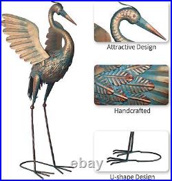 33-37 Metal Crane Statue Sculpture Indoor Bird Art Decor Home Heron Modern Yard